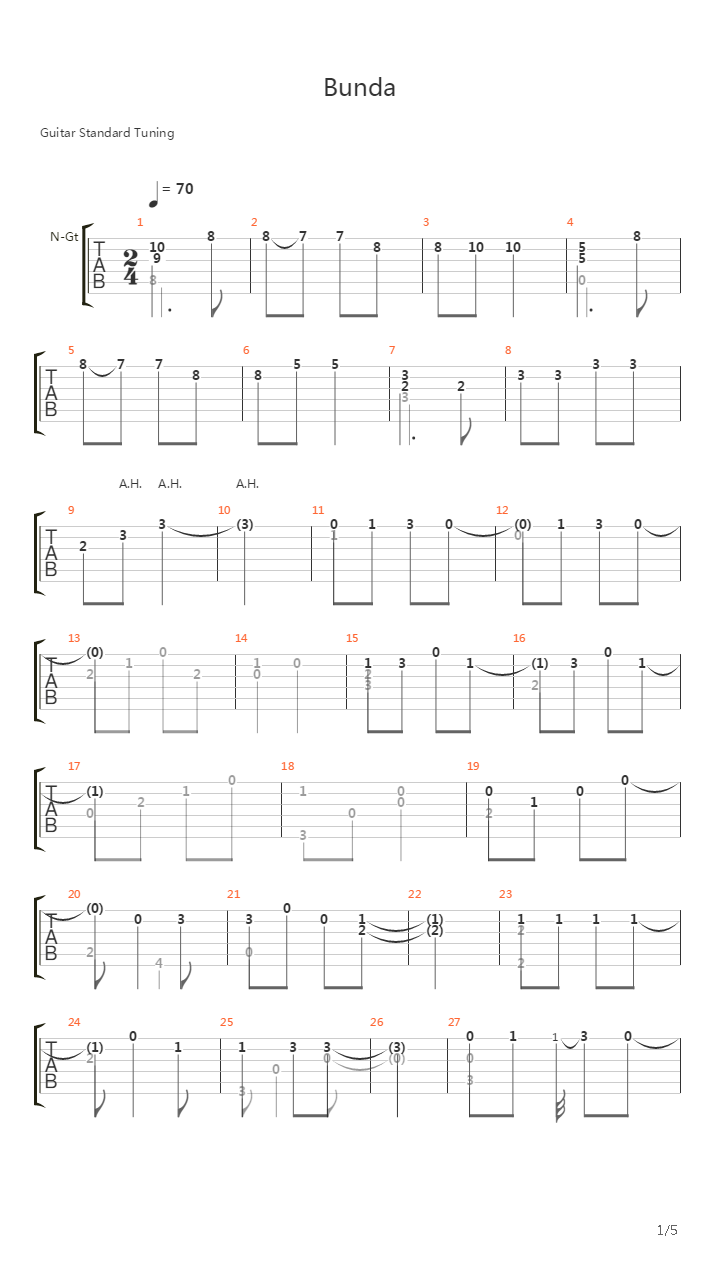 Bunda吉他谱