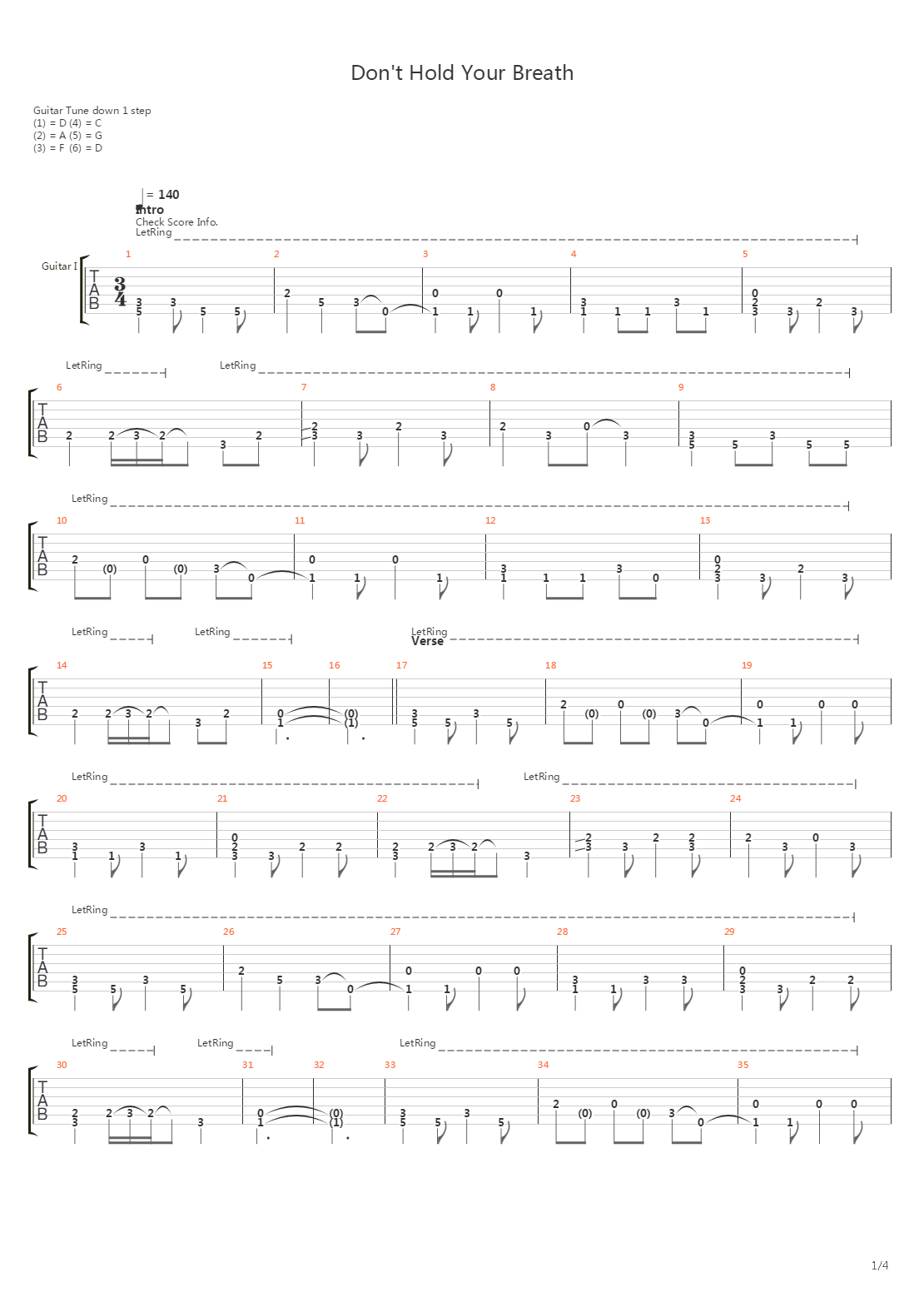 Dont Hold Your Breath吉他谱