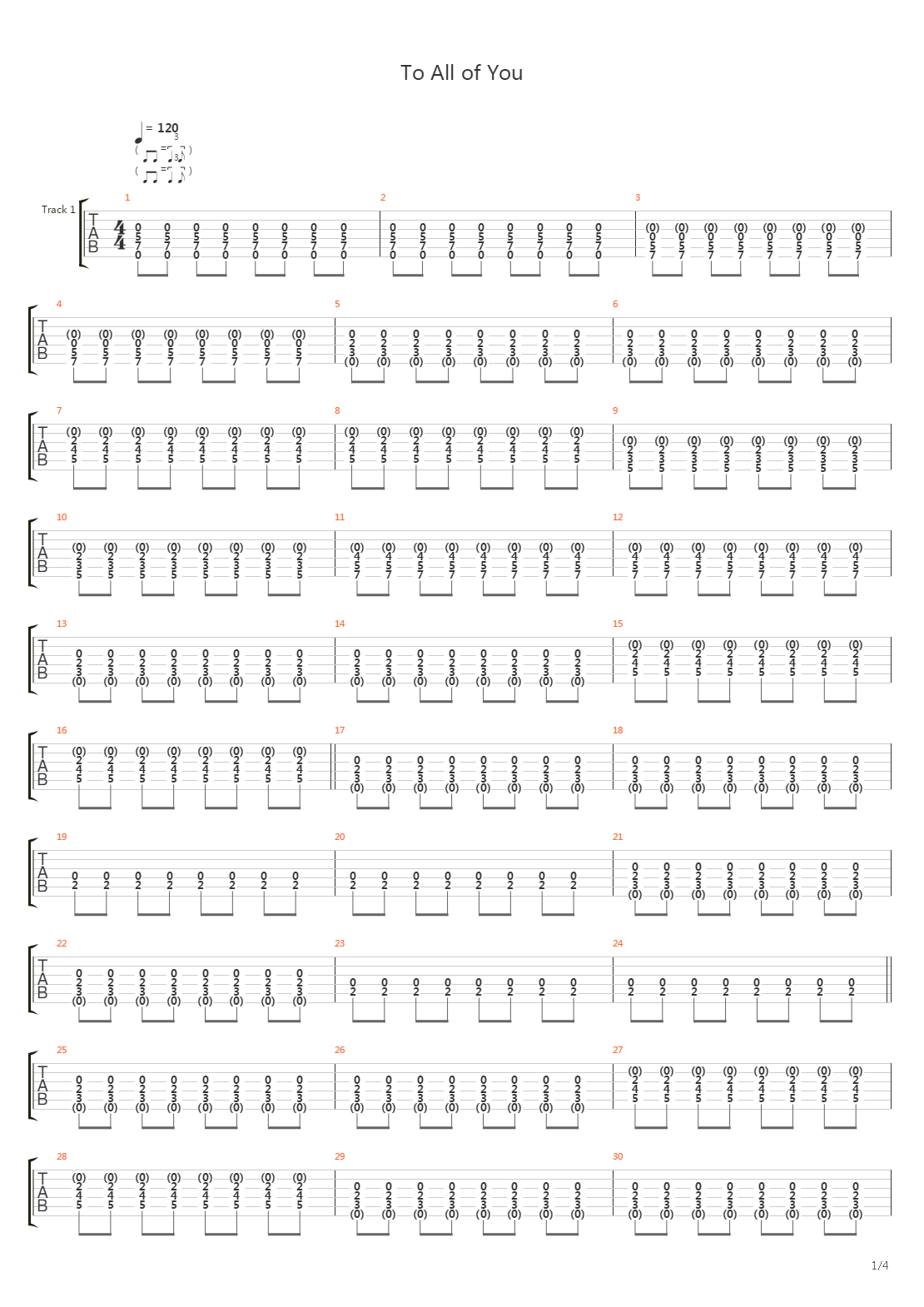To All Of You吉他谱
