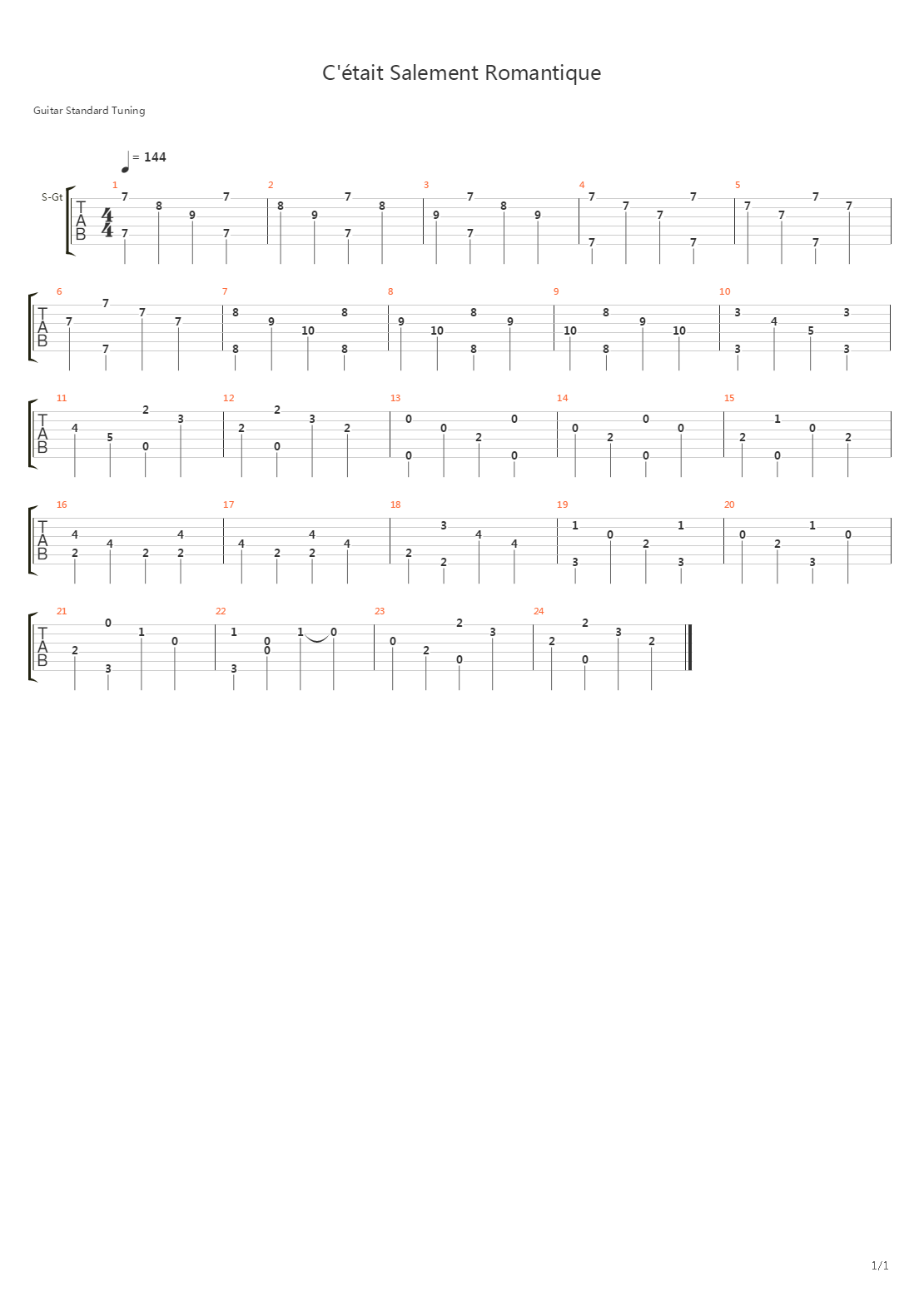 Ctait Salement Romantique吉他谱