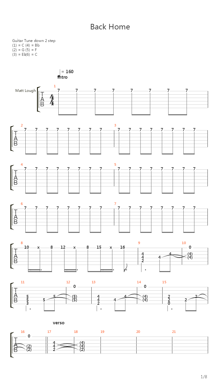 Back Home吉他谱