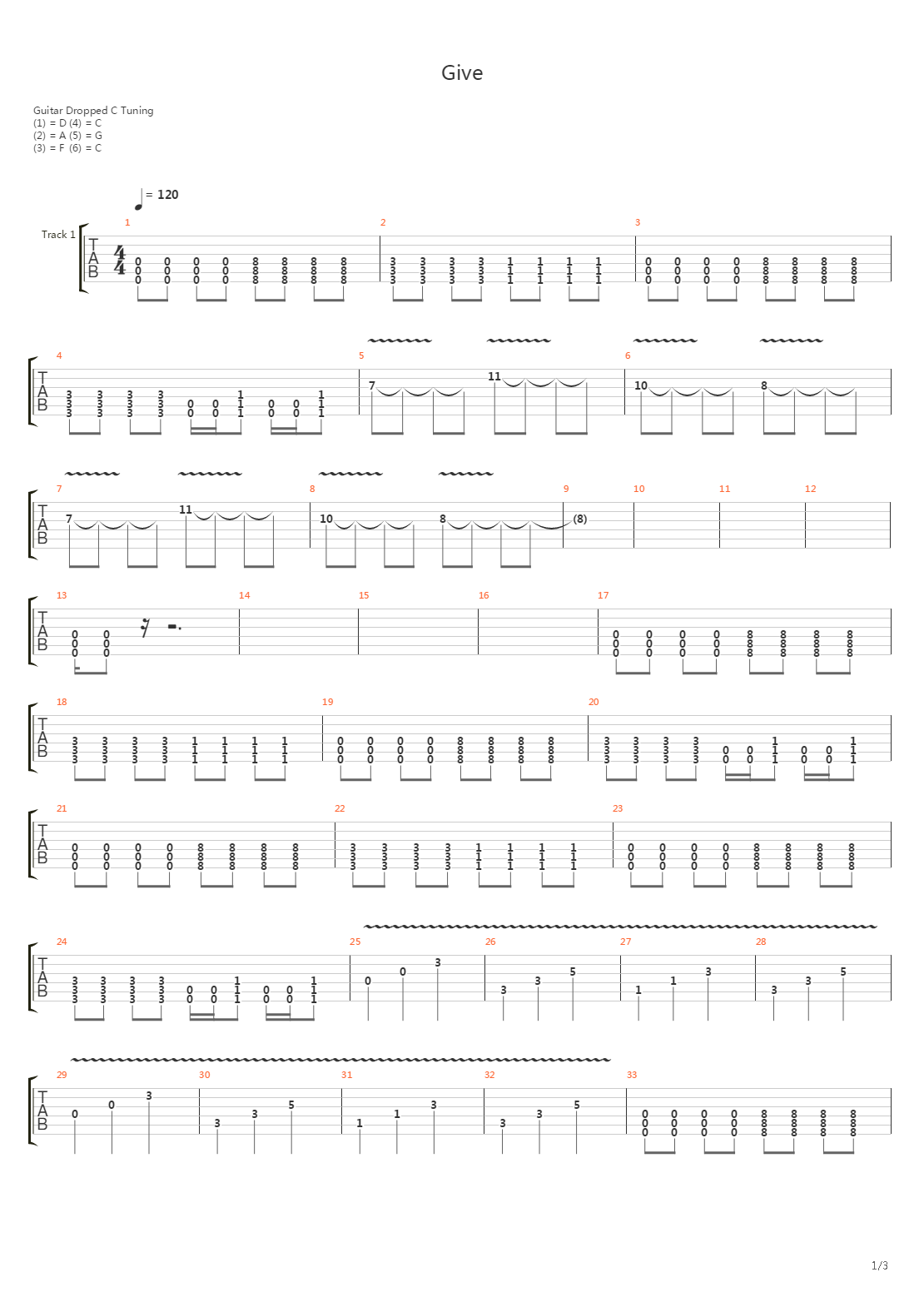 Give吉他谱