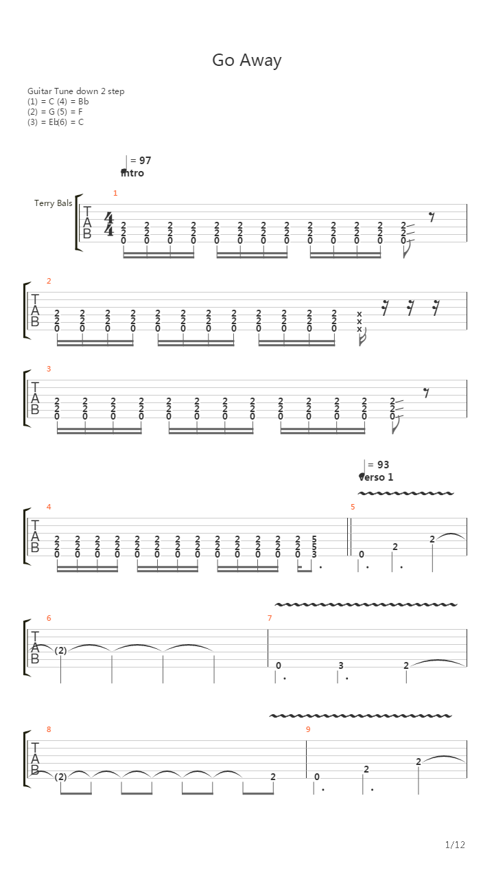 Go Away吉他谱