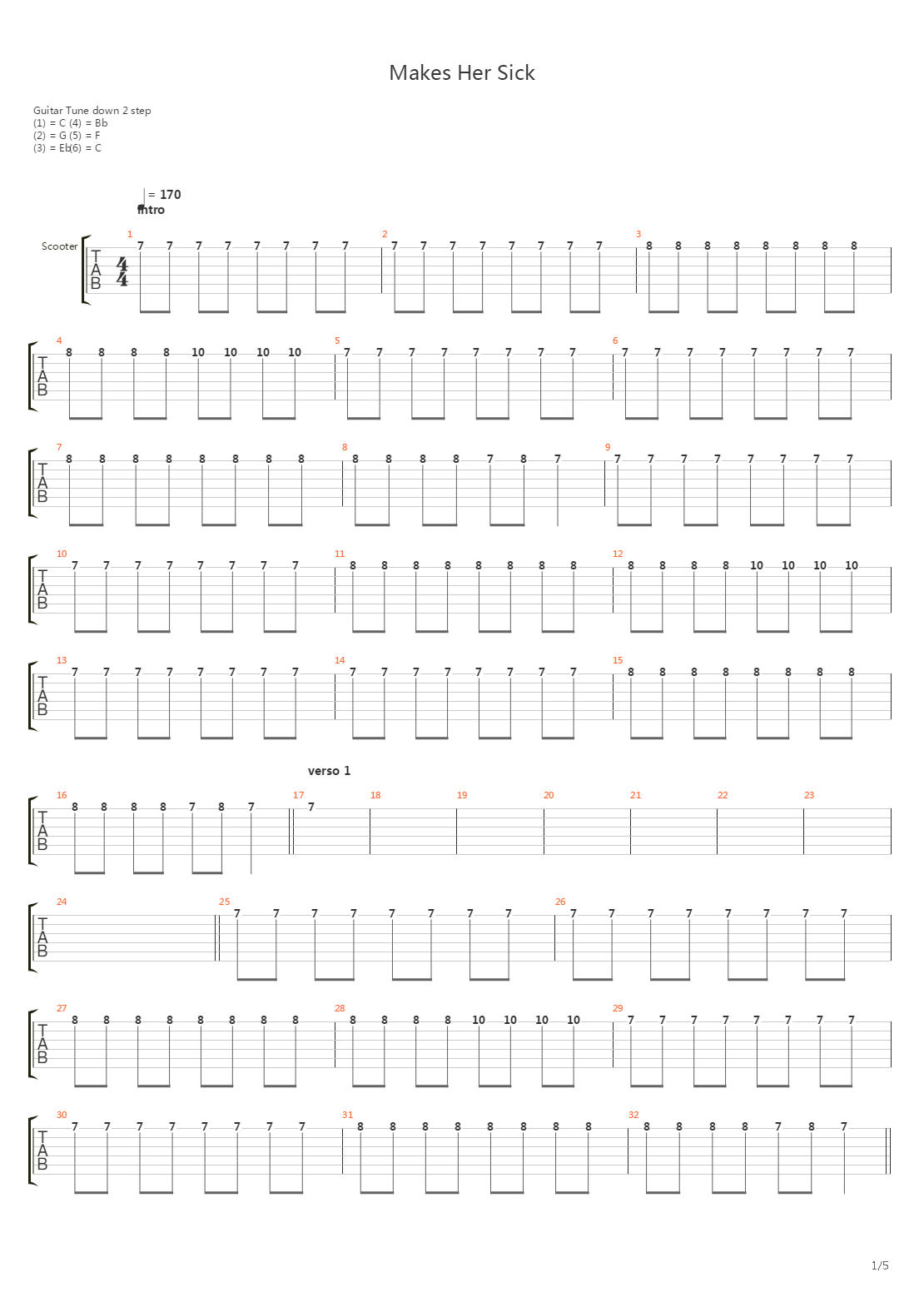 Makes Her Sick吉他谱