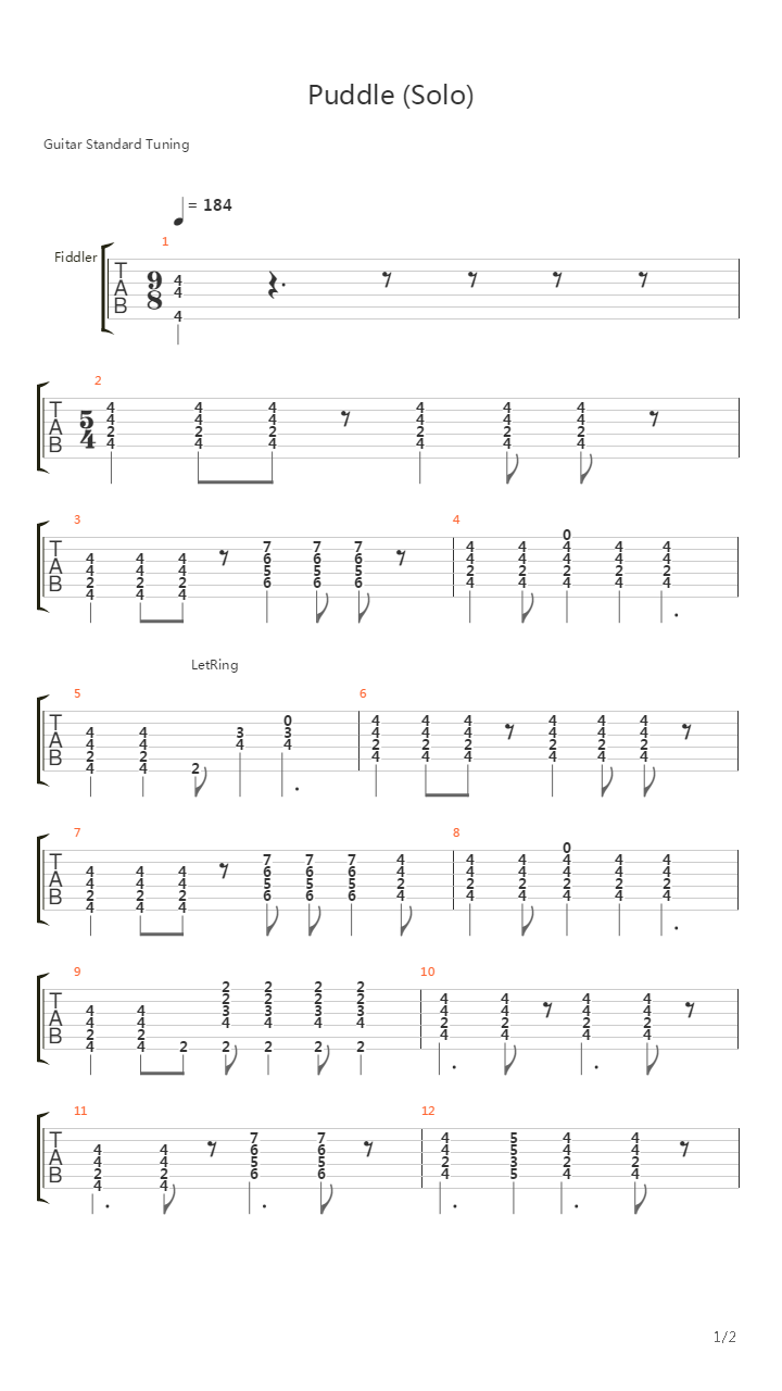 Puddle吉他谱
