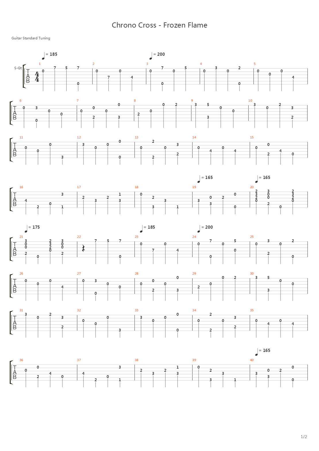 Chrono Cross(穿越时空) - Frozen Flame吉他谱