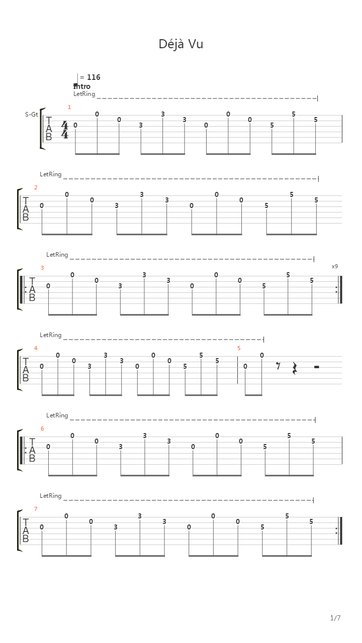 Deja Vu吉他谱