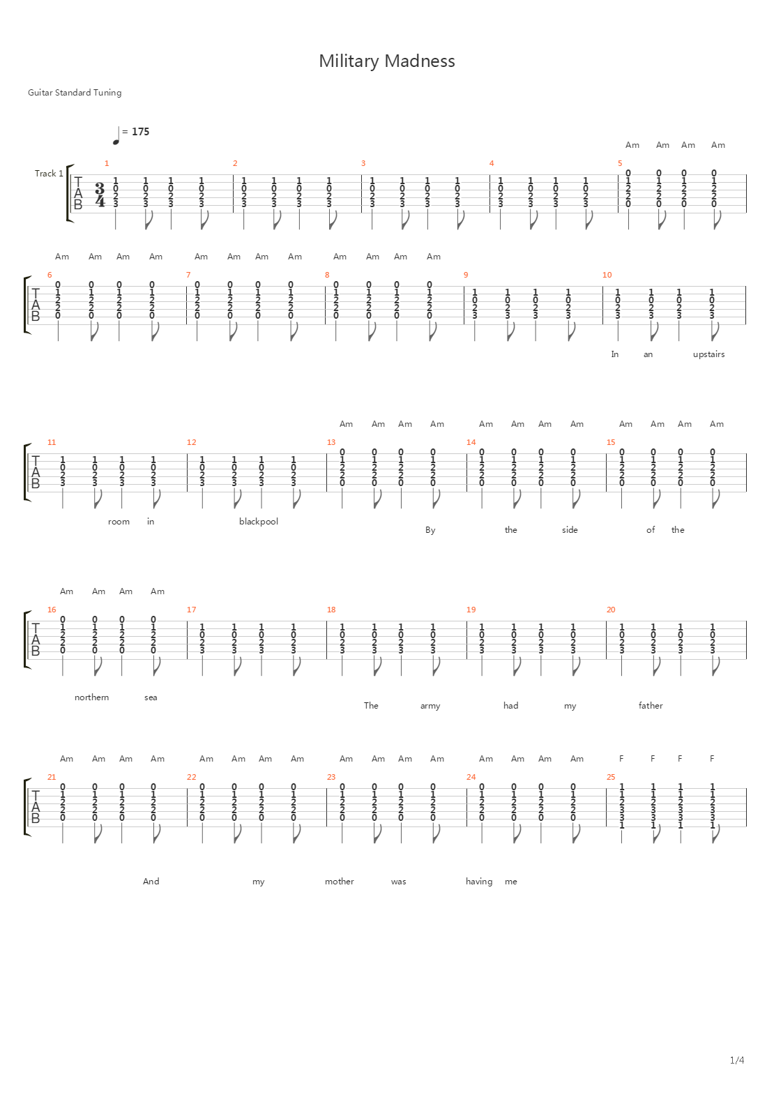 Military Madness吉他谱