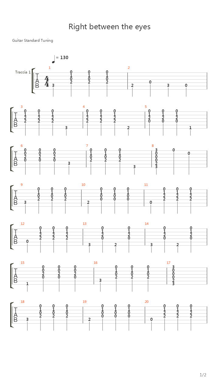 Right Between The Eyes吉他谱