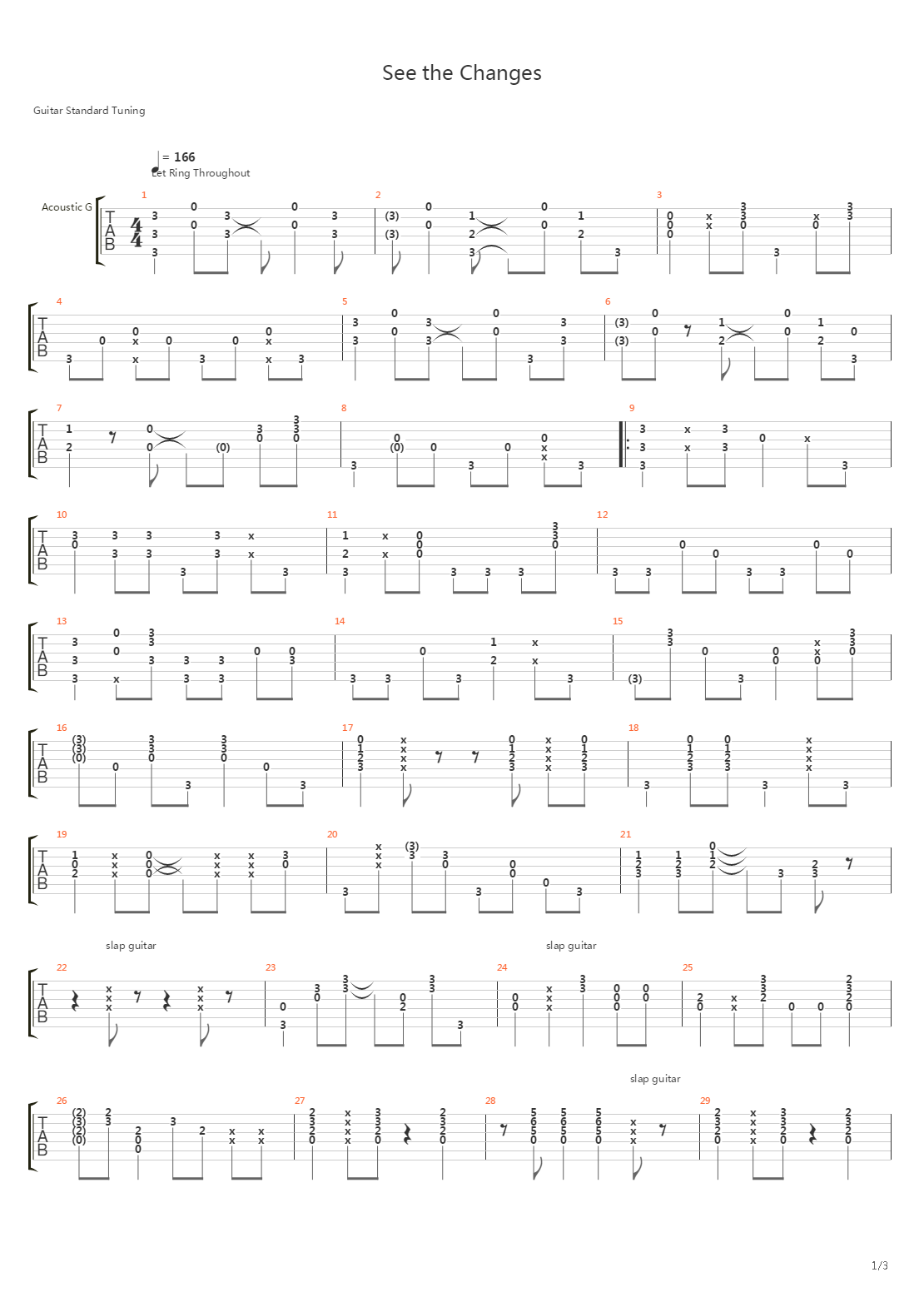 See The Changes吉他谱
