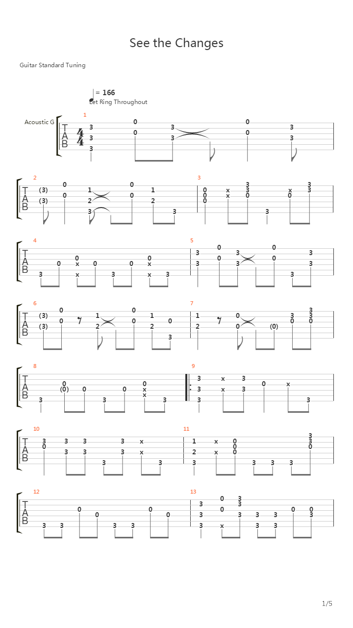See The Changes吉他谱