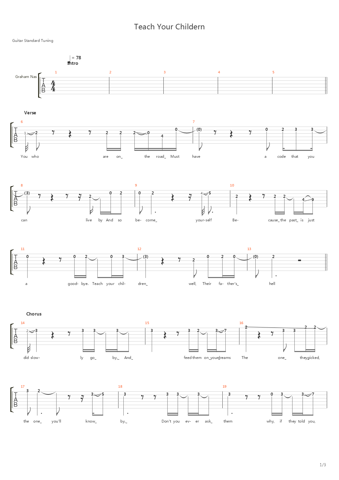 Teach Your Children吉他谱