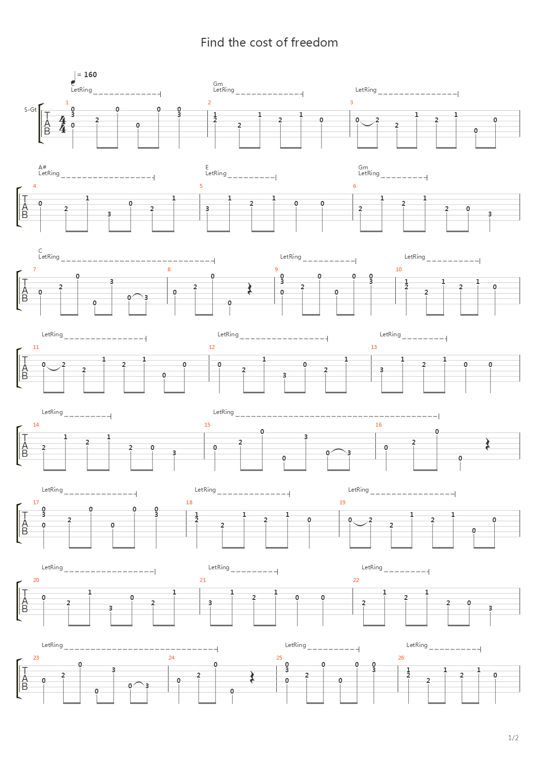 Find The Cost Of Freedom吉他谱