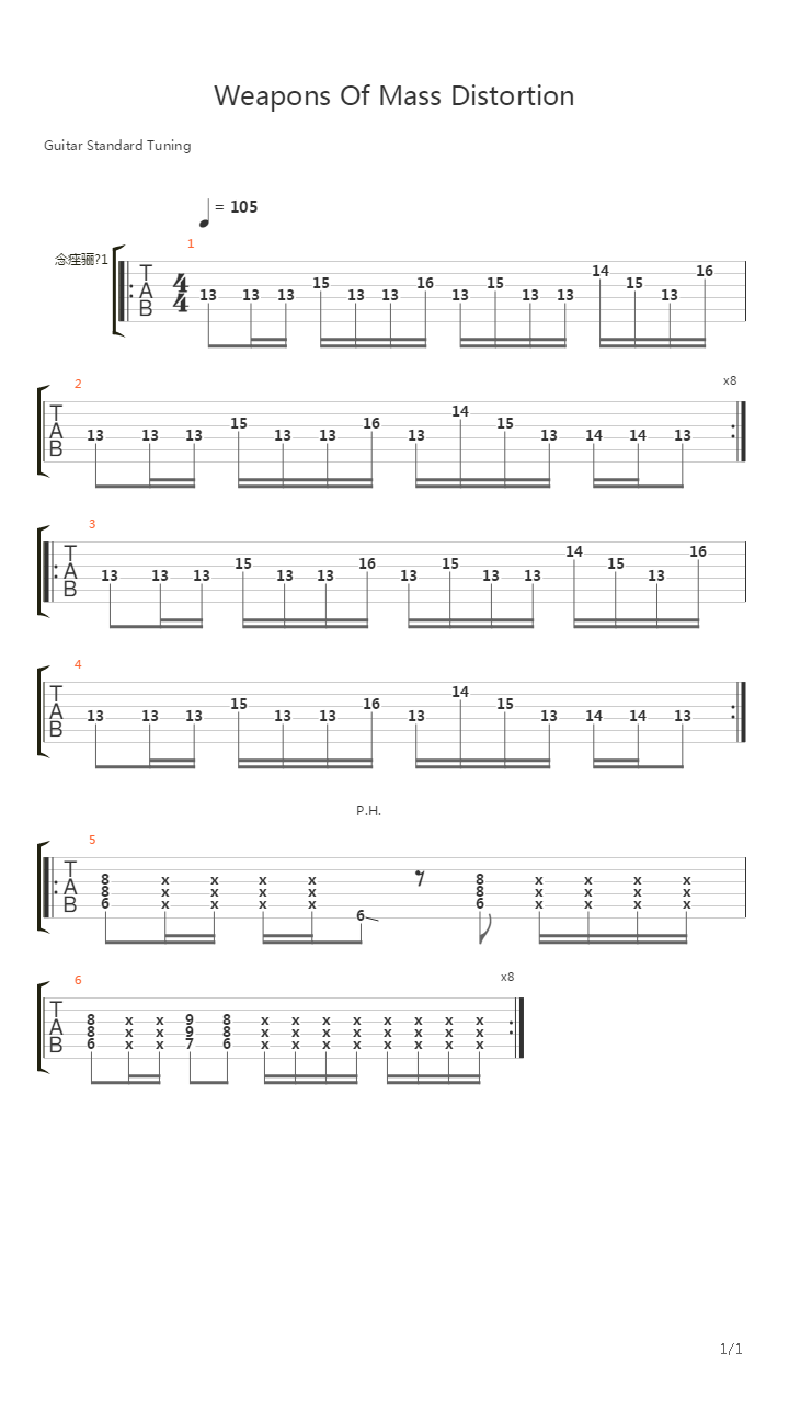 Weapons Of Mass Distortion吉他谱