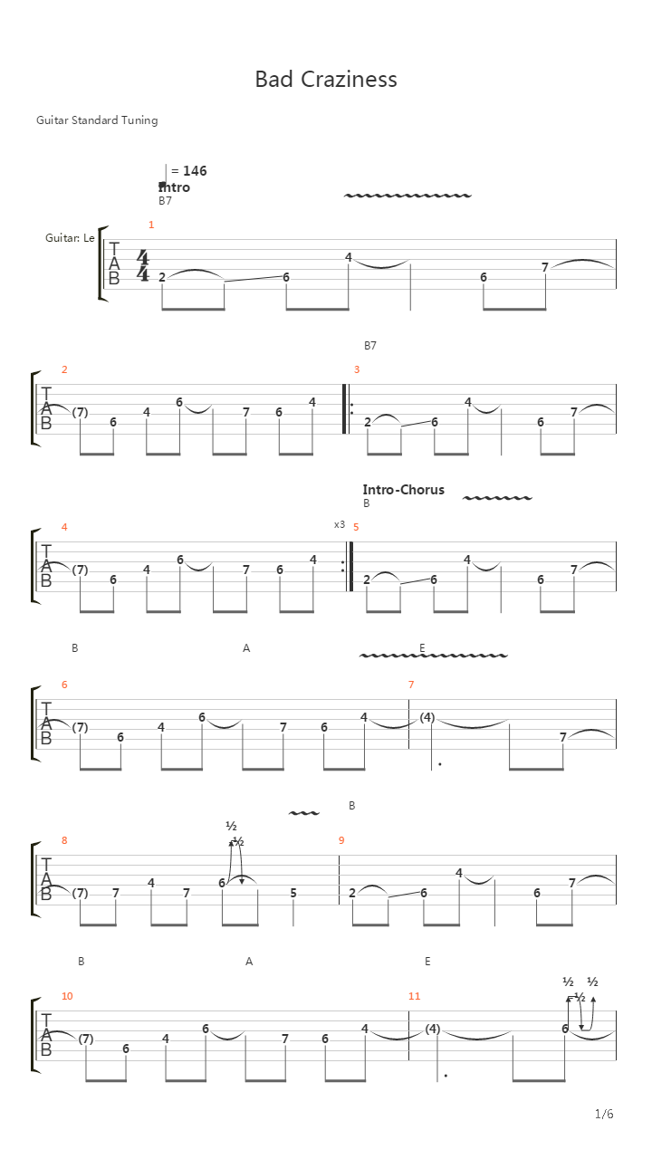 Bad Craziness吉他谱