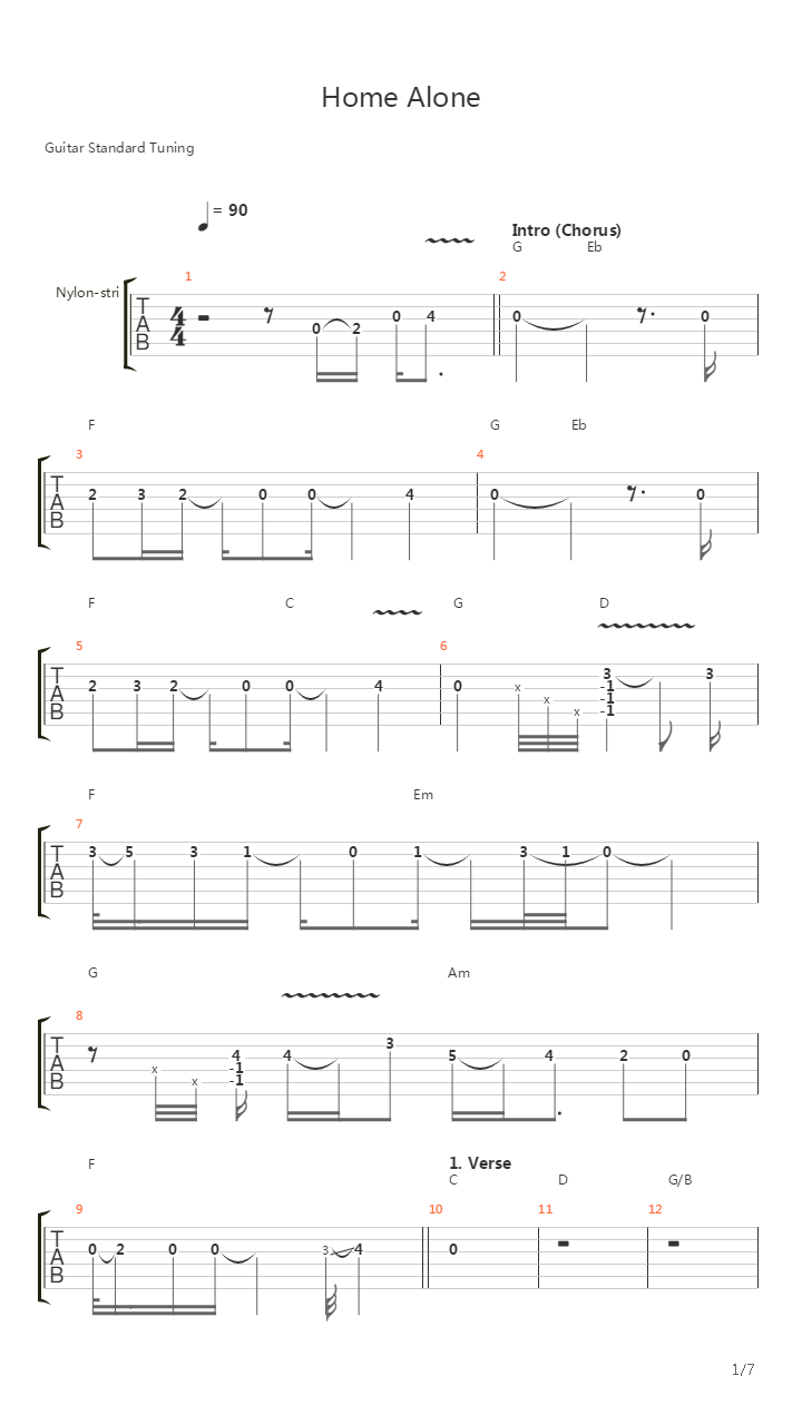 Home Alone吉他谱