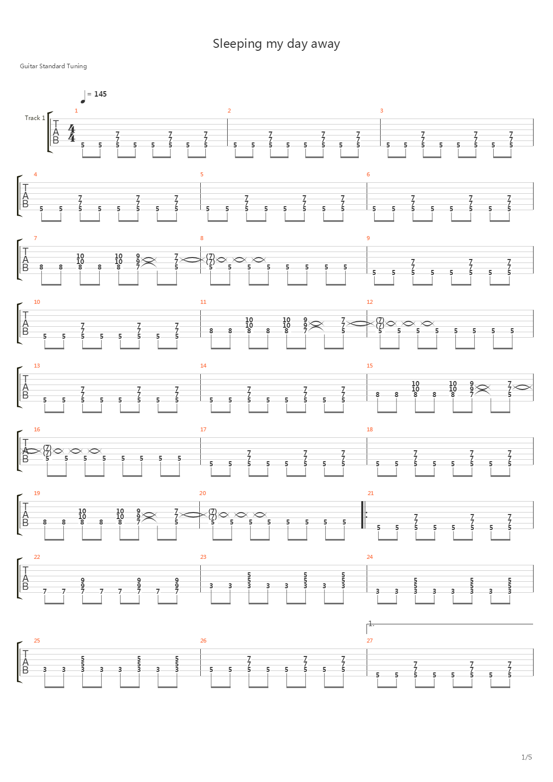 Sleeping My Day Away吉他谱
