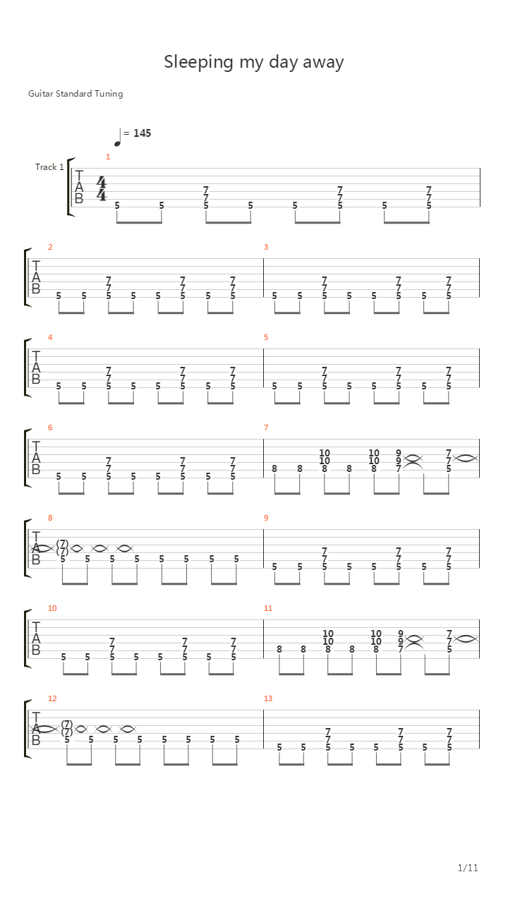 Sleeping My Day Away吉他谱