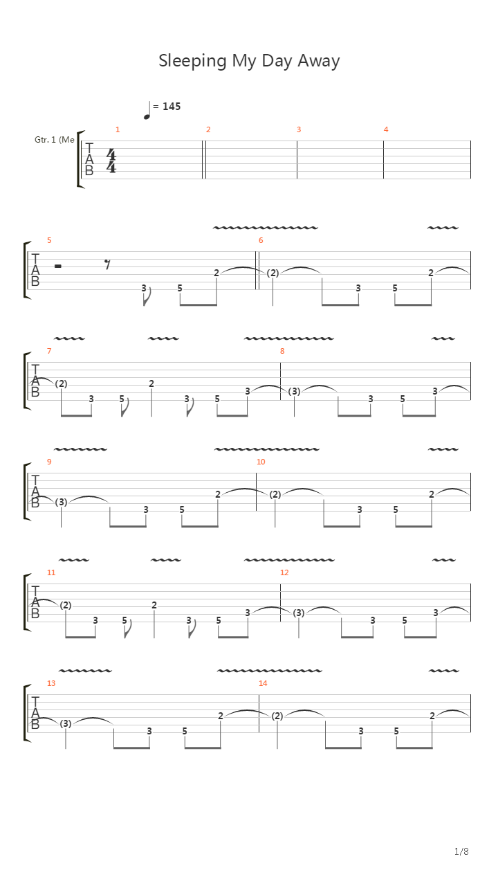 Sleeping My Day Away吉他谱