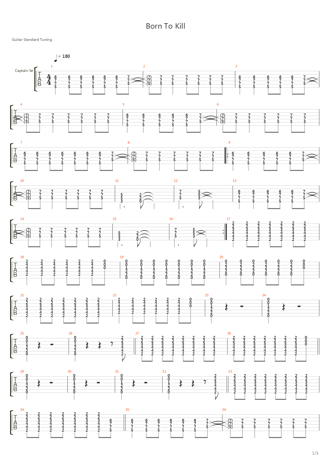 Born To Kill吉他谱