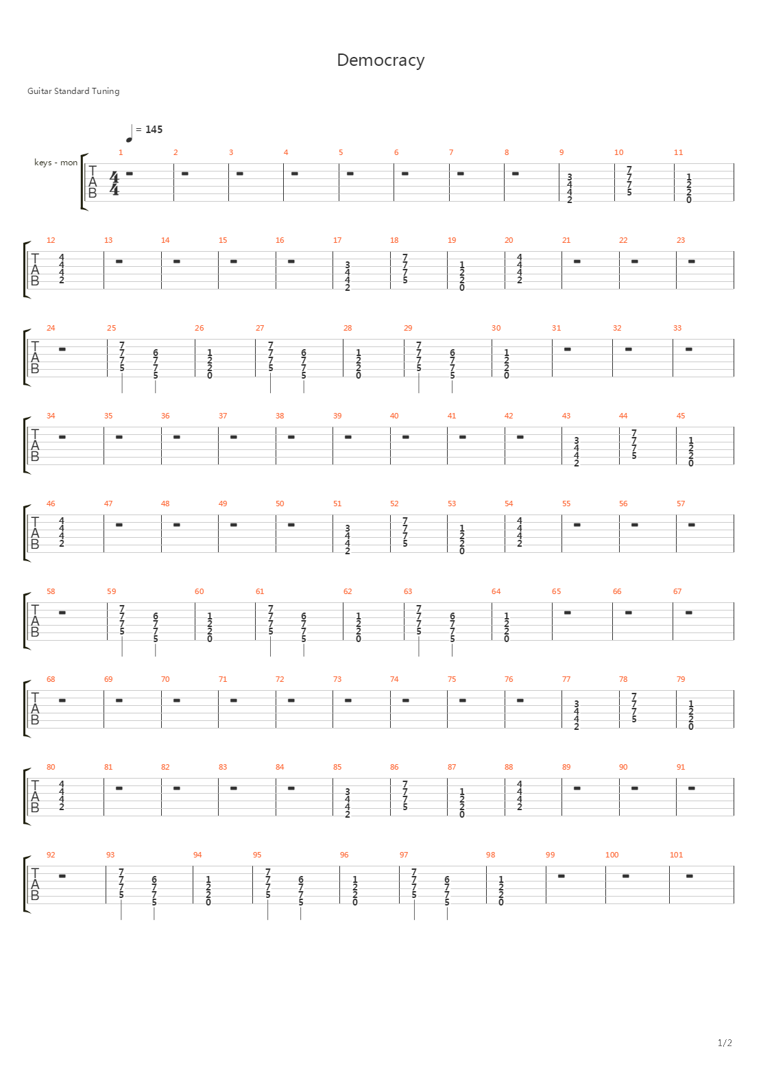 Democracy吉他谱