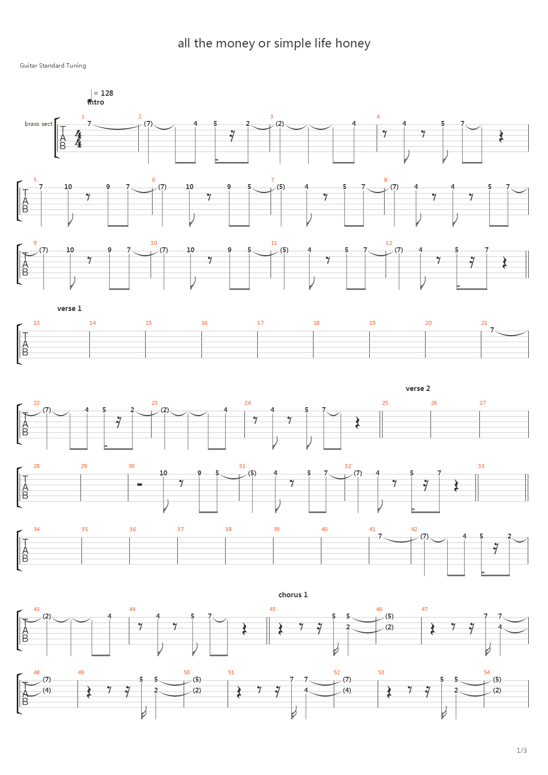 All The Money Or Simple Life Honey吉他谱