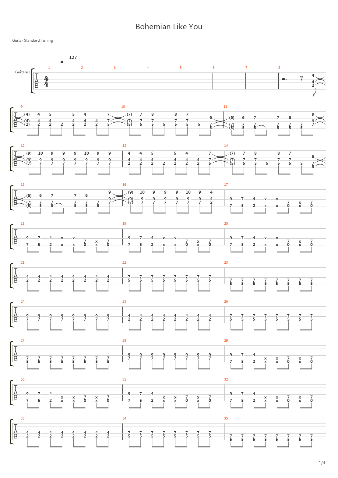 Bohemian Like You吉他谱