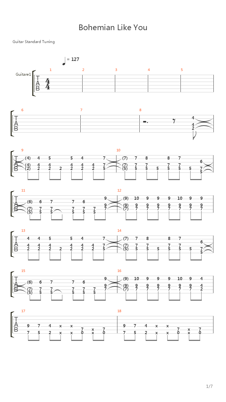 Bohemian Like You吉他谱
