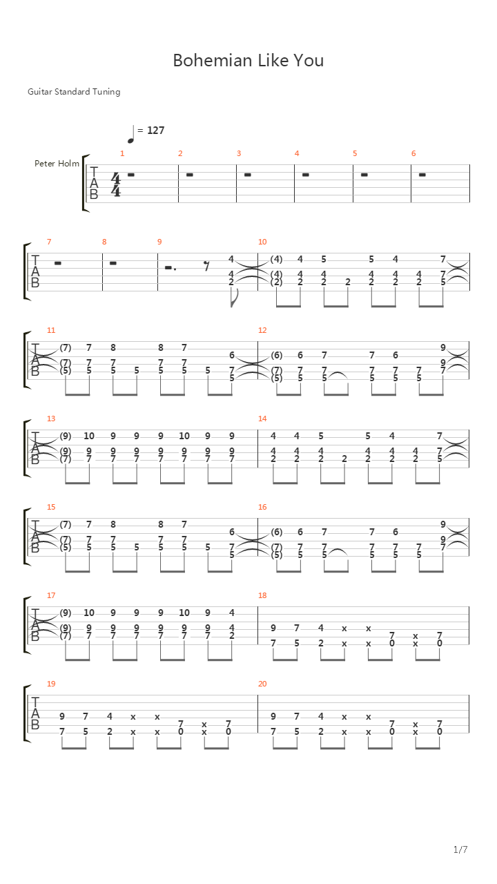 Bohemian Like You吉他谱