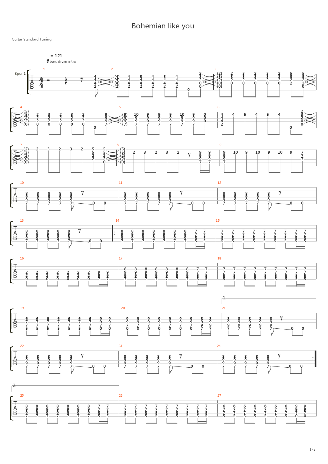 Bohemian Like You吉他谱