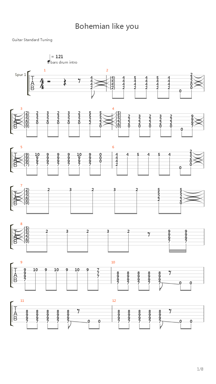 Bohemian Like You吉他谱