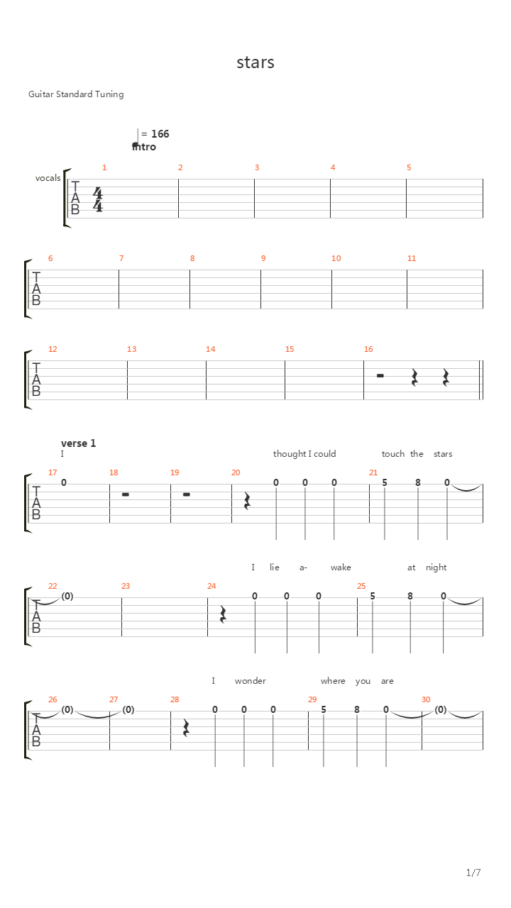 Stars吉他谱