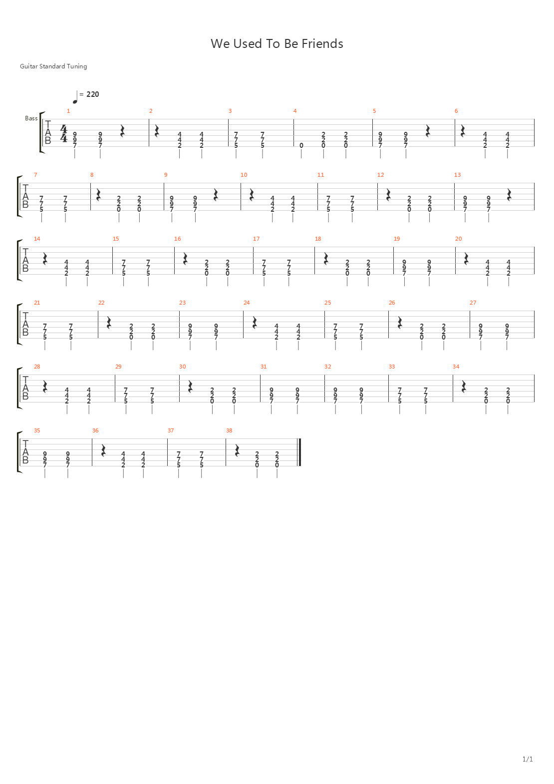 We Used To Be Friends吉他谱