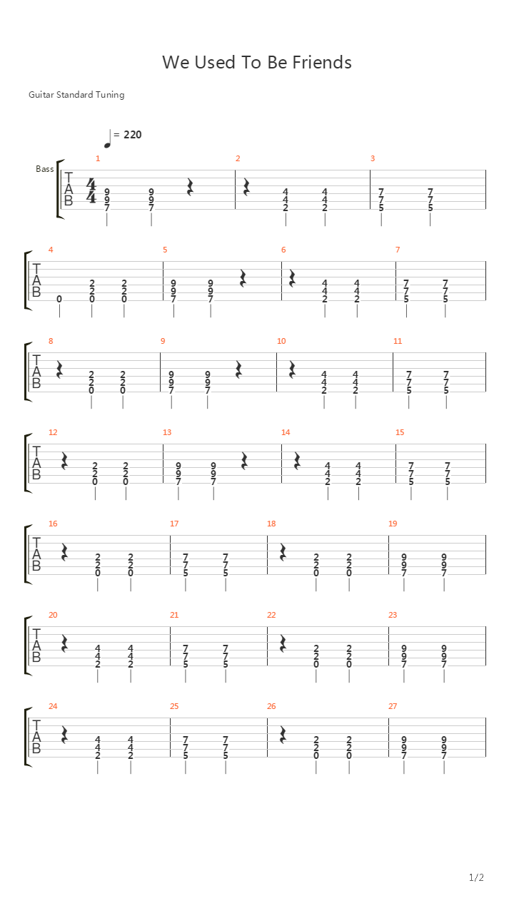 We Used To Be Friends吉他谱