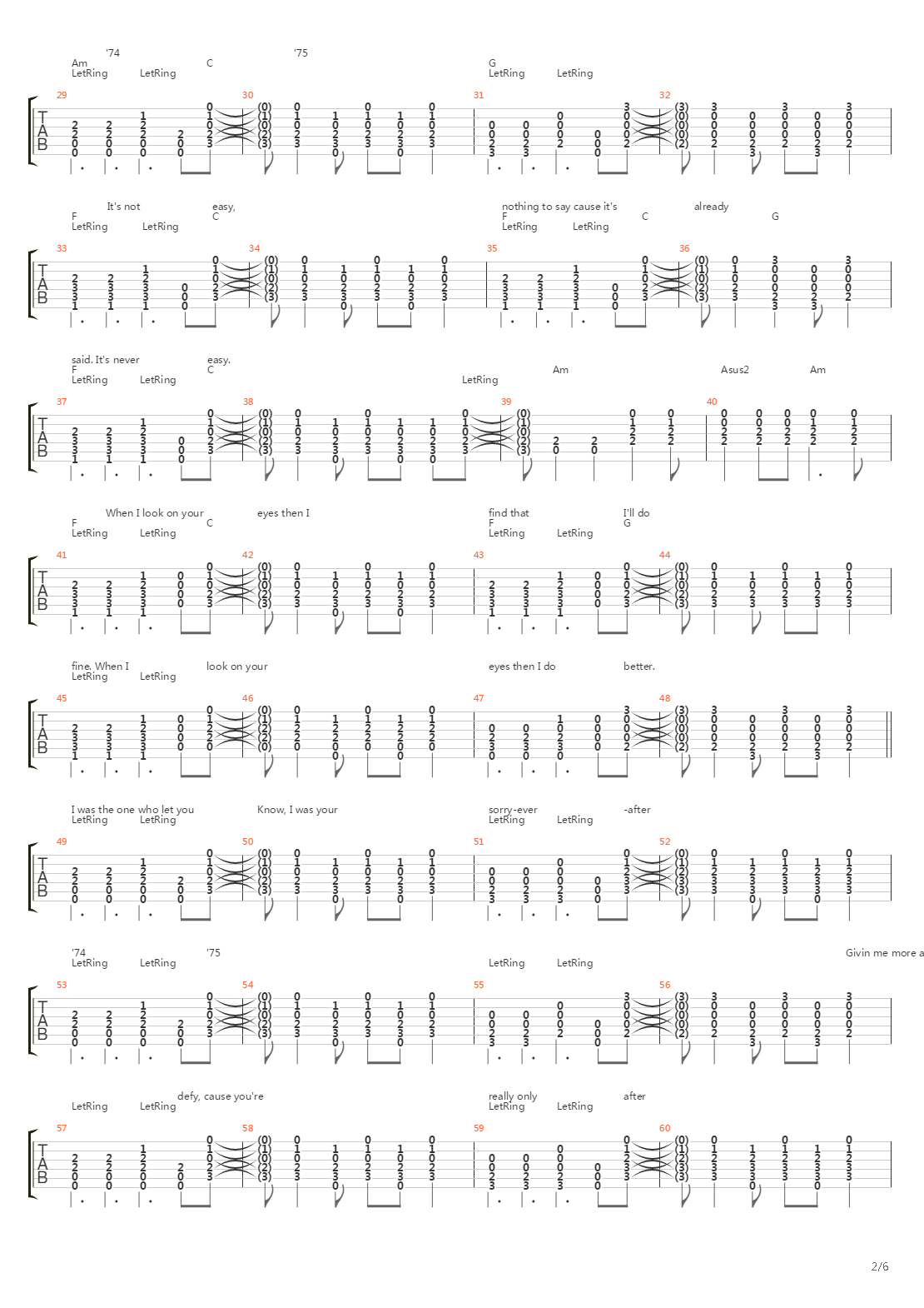 74-75吉他谱