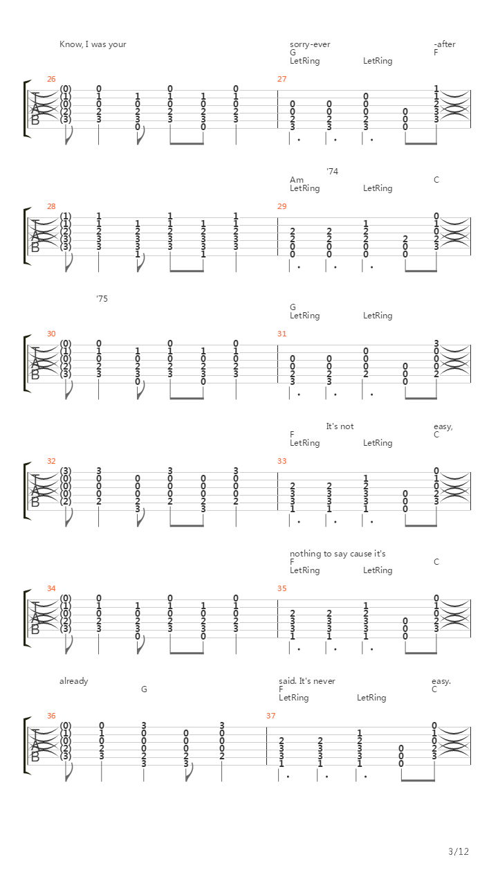 74-75吉他谱