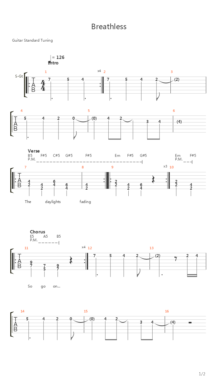 Breathless吉他谱