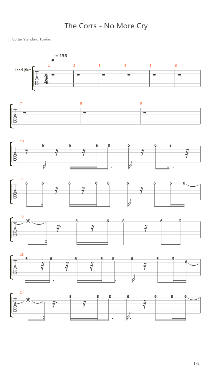 No More Cry吉他谱