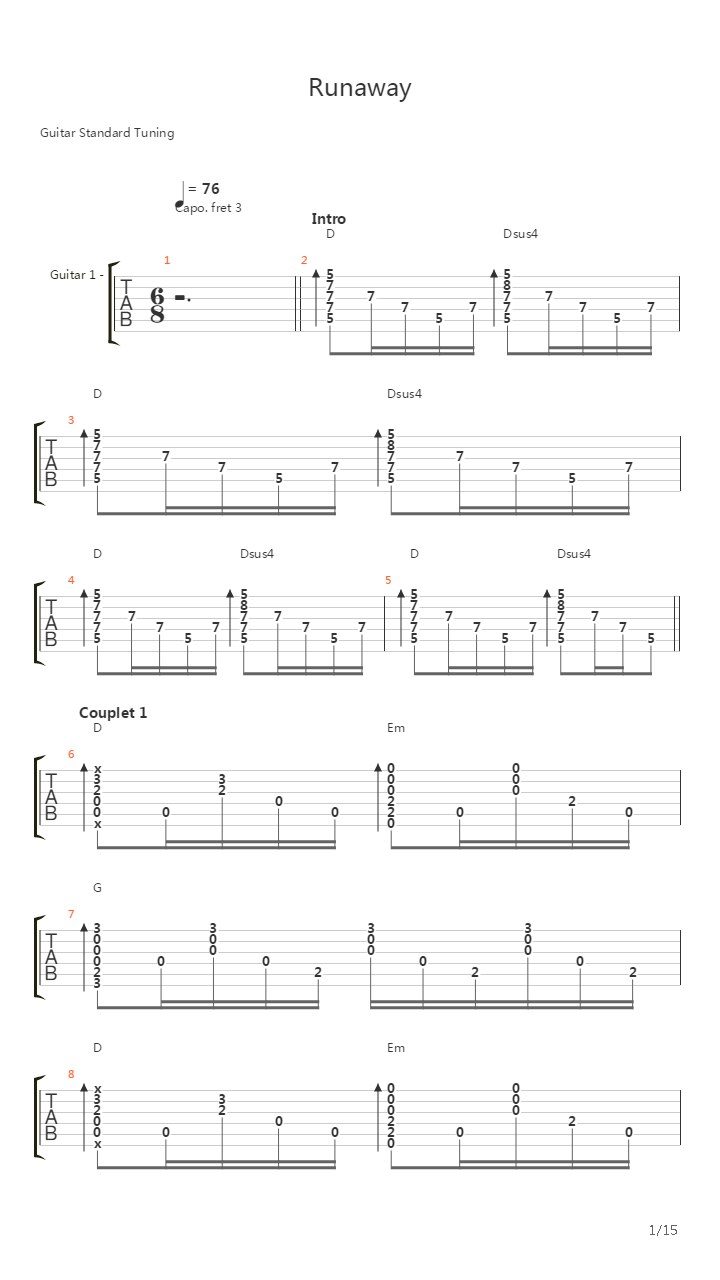 Runaway吉他谱