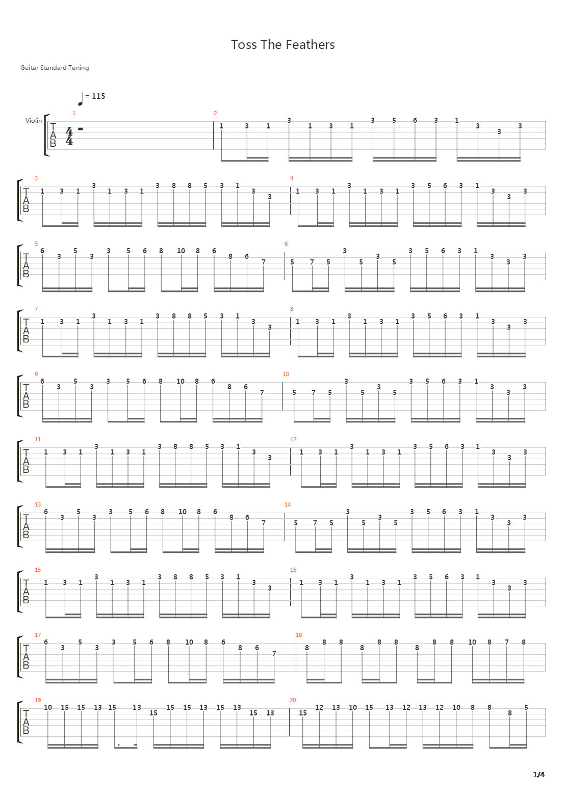 Toss The Feathers吉他谱
