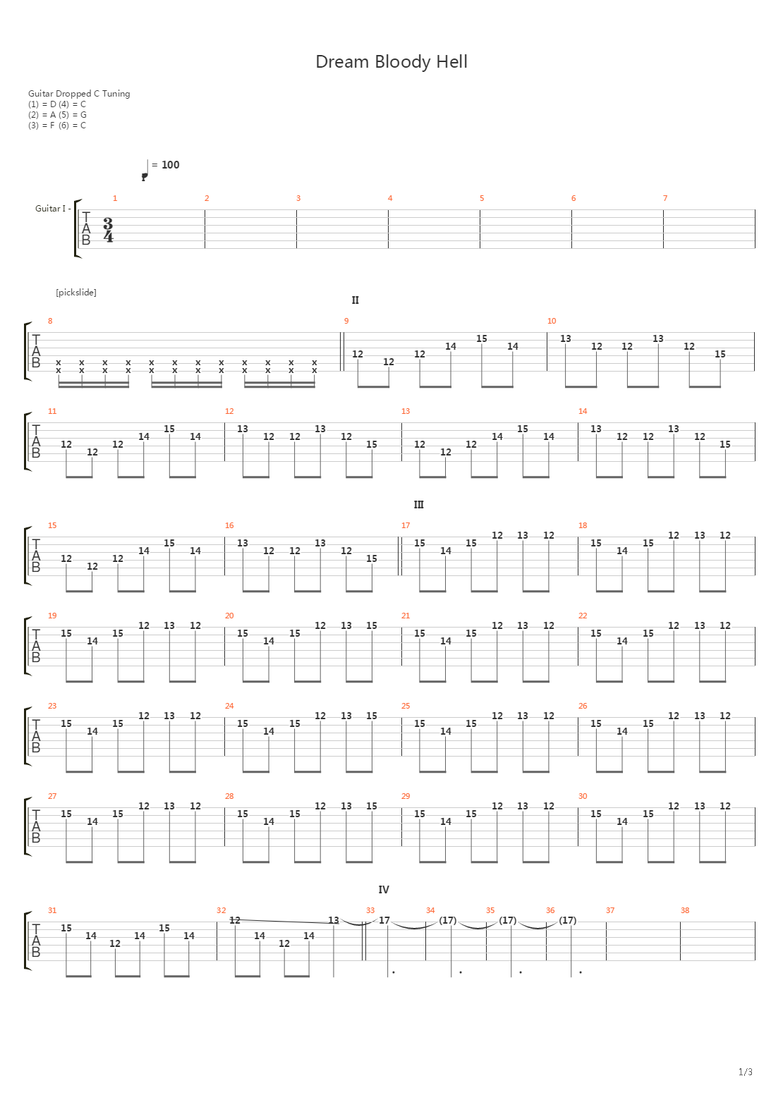 Dream Bloody Hell吉他谱