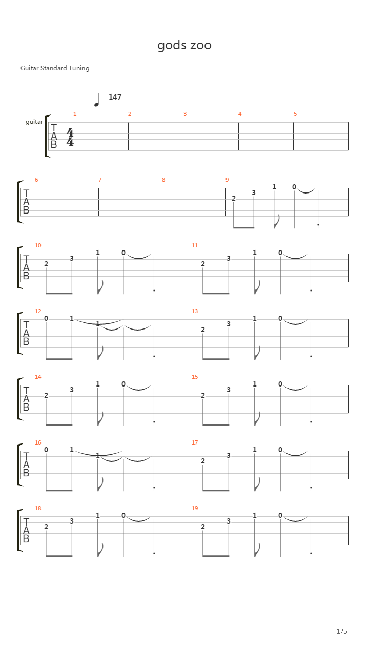 Gods Zoo吉他谱