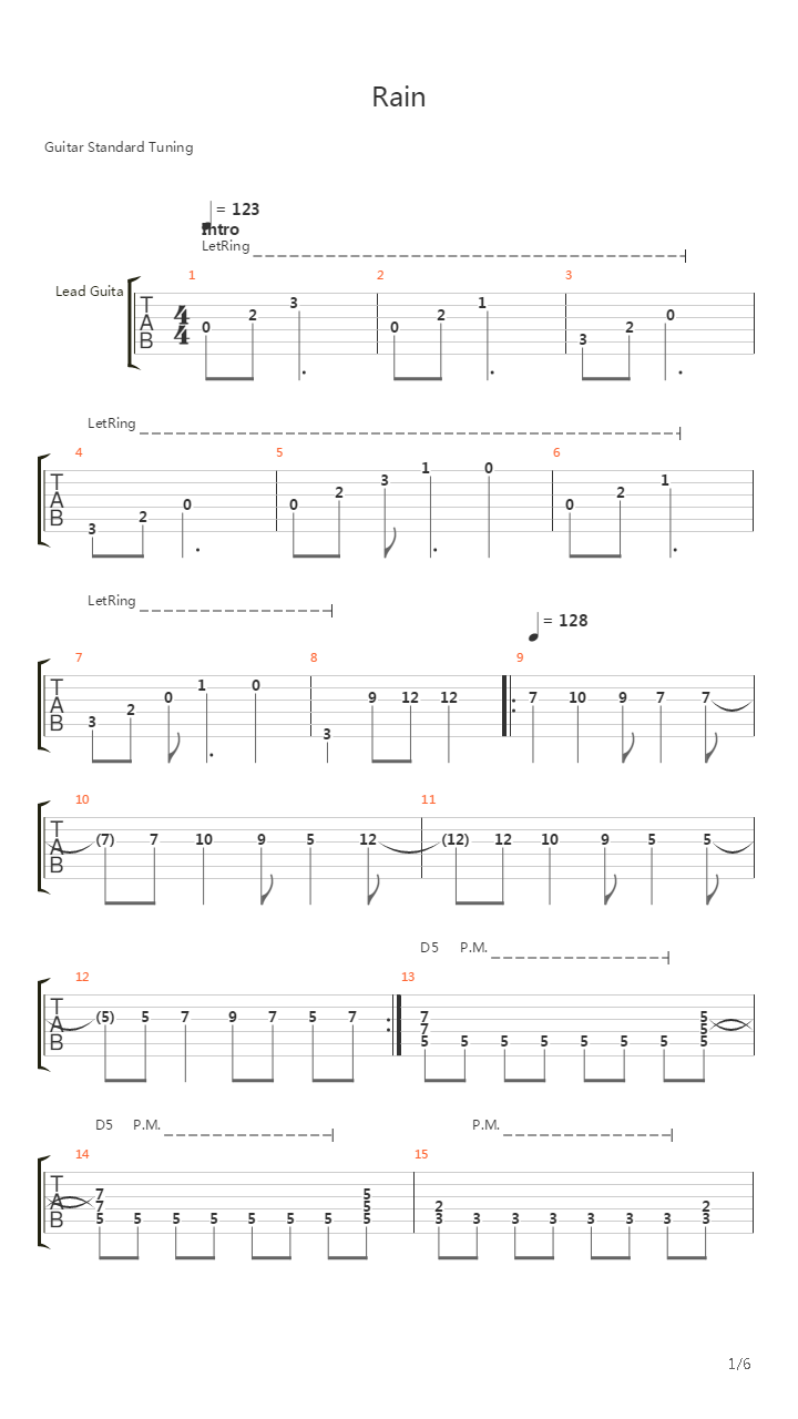 Rain吉他谱