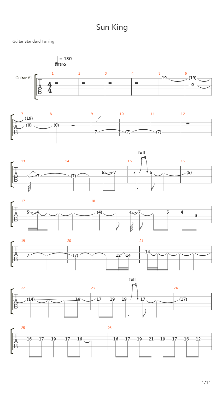 Sun King吉他谱