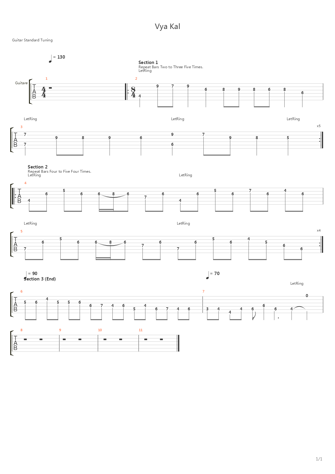 Vya Kal吉他谱