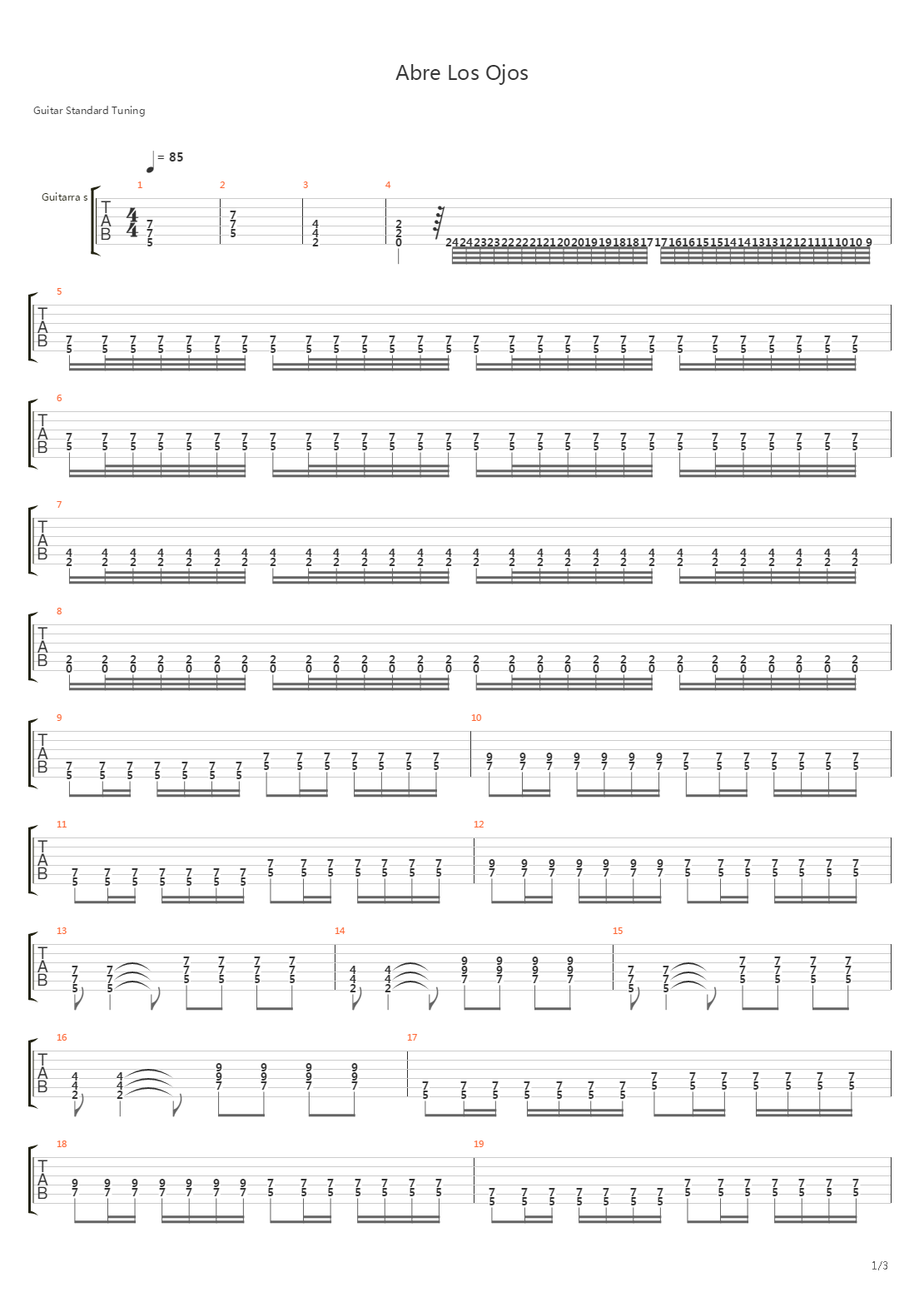 Abre Los Ojos吉他谱