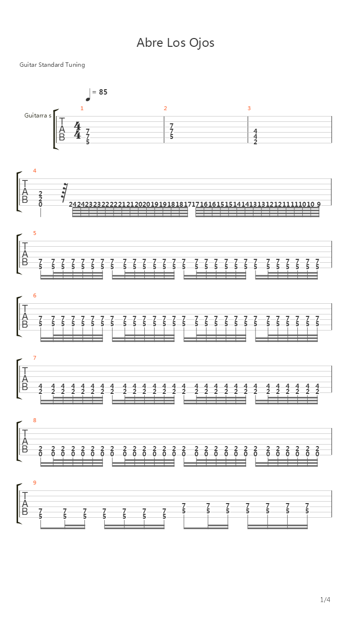 Abre Los Ojos吉他谱