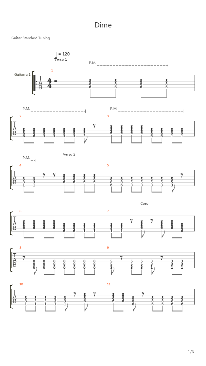 Dime吉他谱
