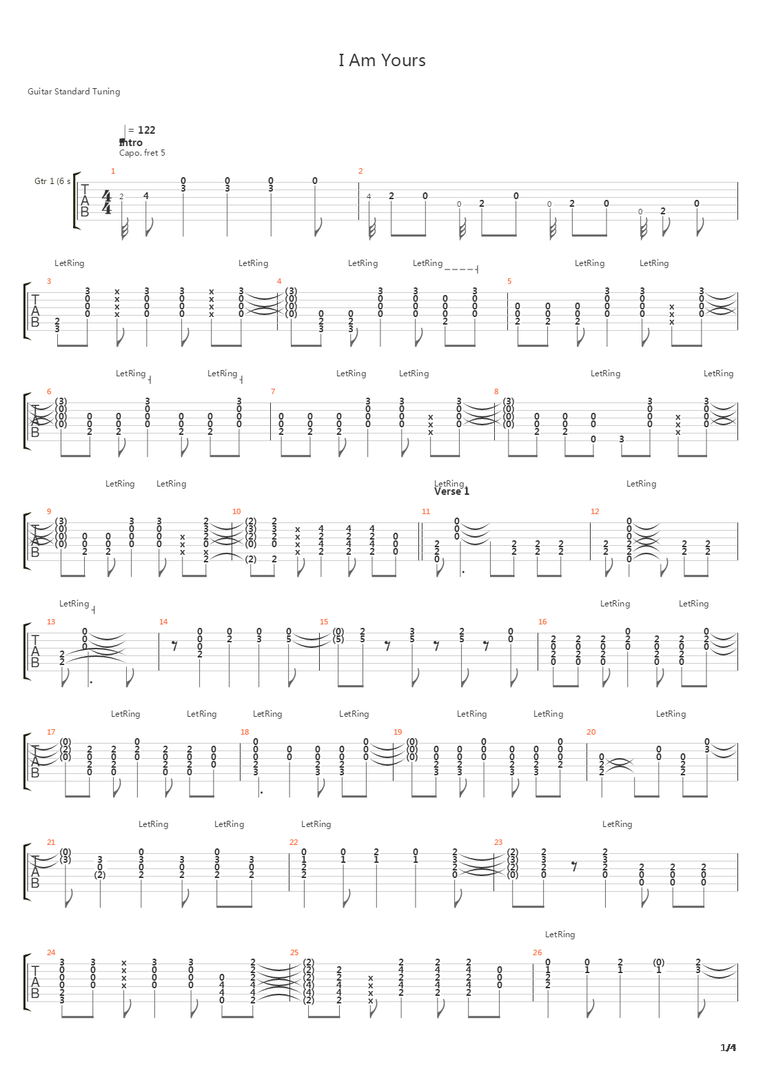 I Am Yours吉他谱