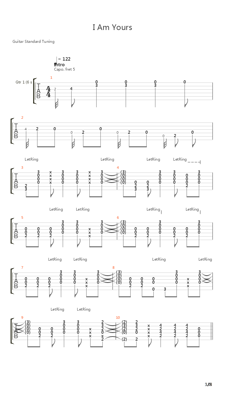 I Am Yours吉他谱